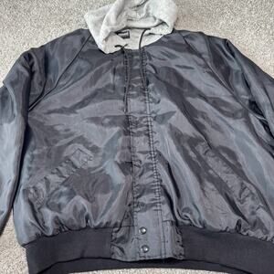 Vintage RedHead Bomber Jacket Coat With Hood XL Thinsulate Snap Front Black